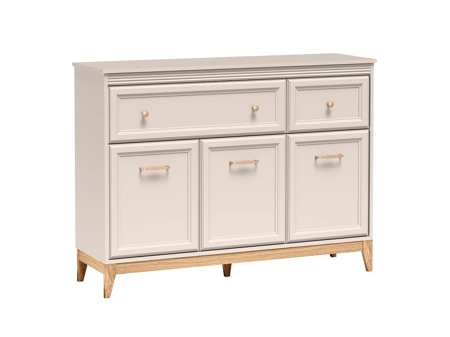 AX LIVING Kommode Nymphen Cashmere 2 Schubladen 3 Türen MDF Eiche Beine