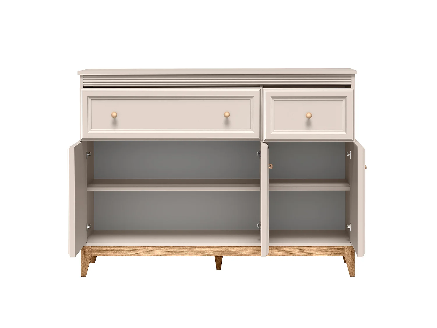AX LIVING Kommode Nymphen Cashmere 2 Schubladen 3 Türen MDF Eiche Beine