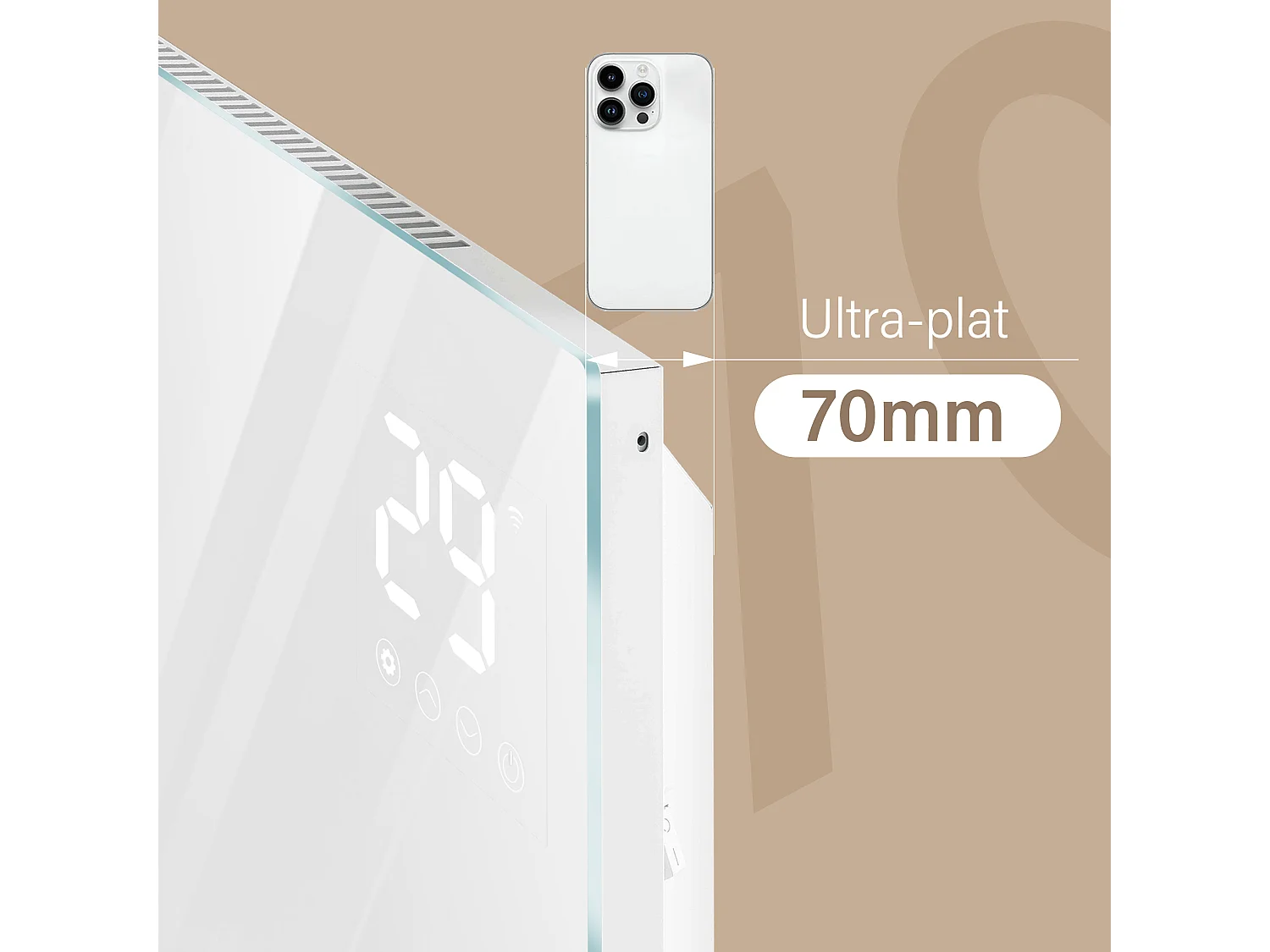 Chauffage électrique mural et mobile 1000W WiFi fin 70mm blanc