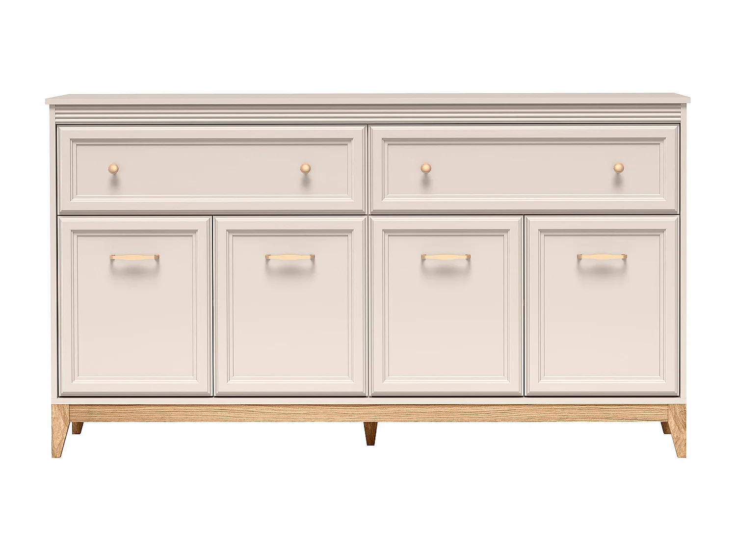 AX LIVING Kommode Nymphen Cashmere 2 Schubladen 4 Türen MDF Eiche Beine