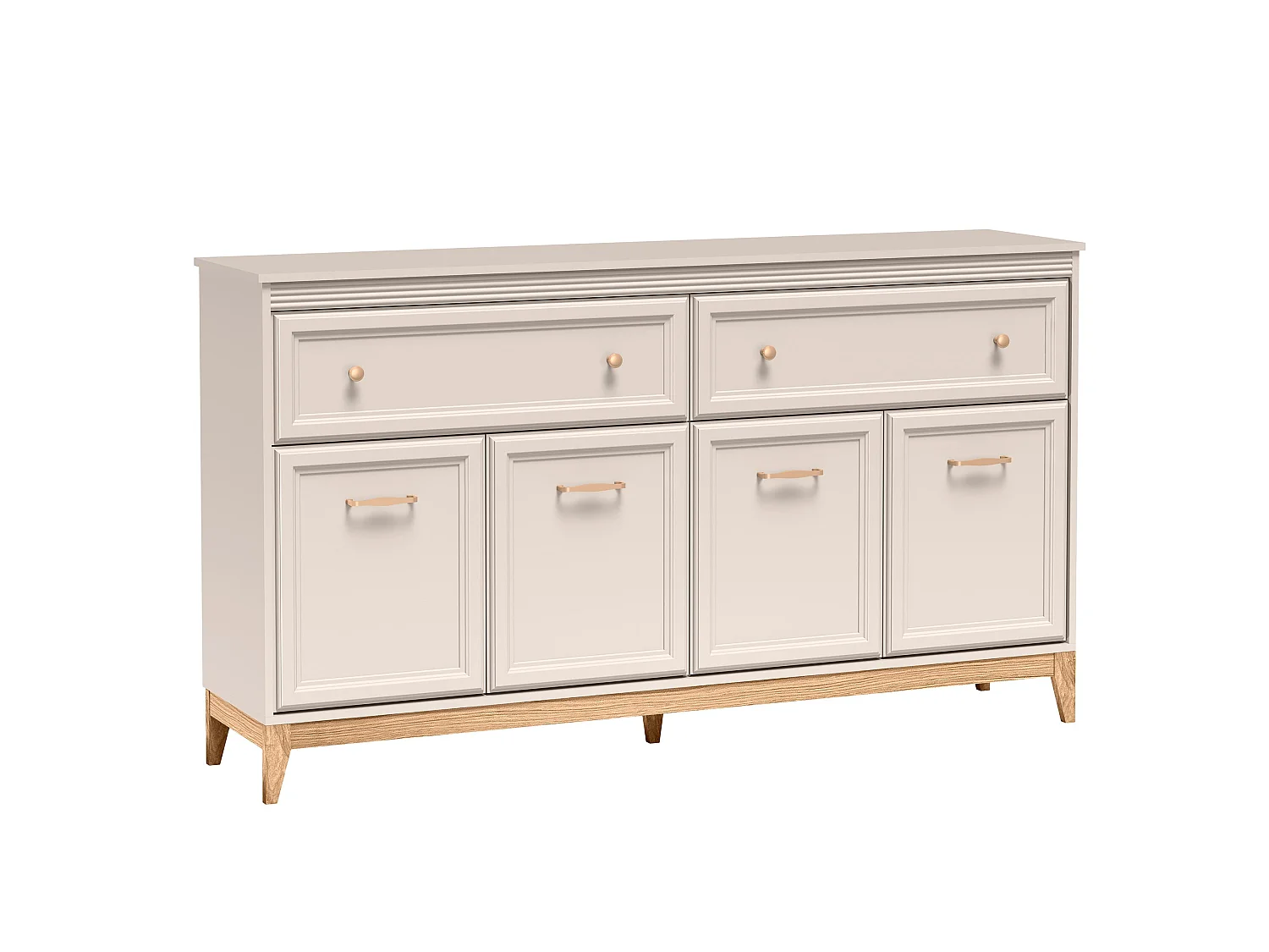 AX LIVING Kommode Nymphen Cashmere 2 Schubladen 4 Türen MDF Eiche Beine