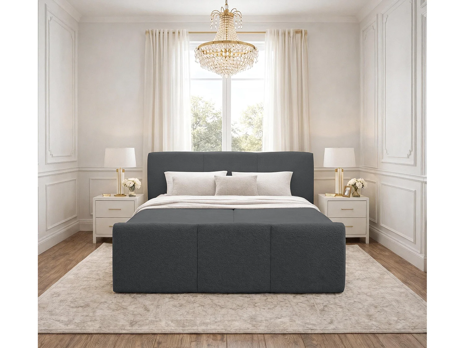 AX LIVING Boxspringbett Ankarra 160x200 cm Grau Bett mit Stauraum