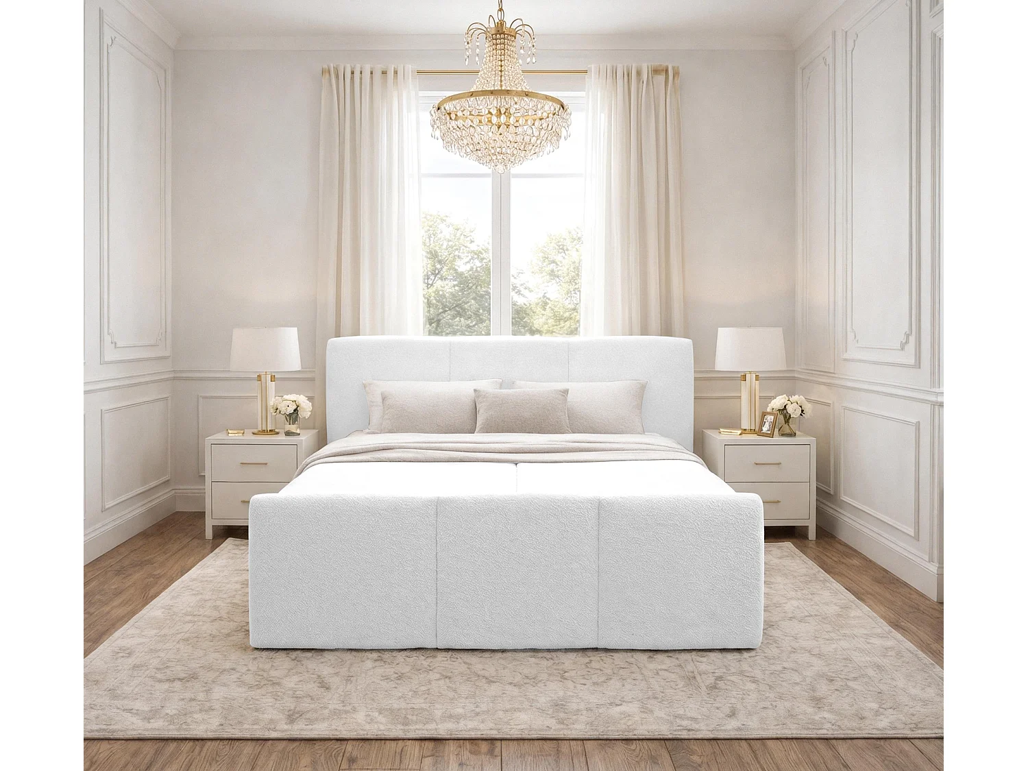AX LIVING Boxspringbett Weiß Ankarra 160x200 cm Bett mit Stauraum