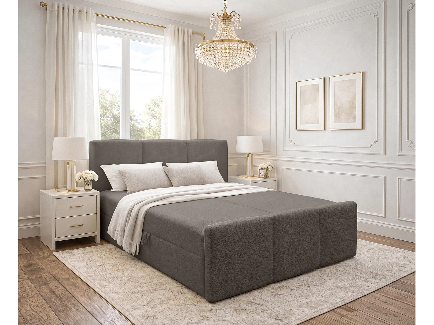 AX LIVING Boxspringbett 160x200 Braun Ankarra Bett mit Stauraum
