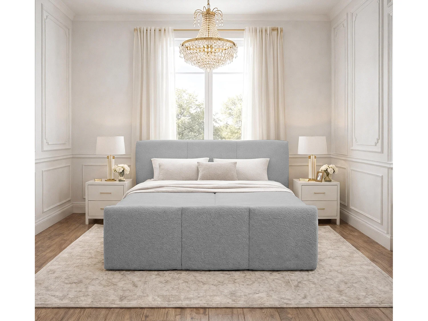 AX LIVING Boxspringbett Hellgrau Ankarra 140x200 cm Bett mit Stauraum