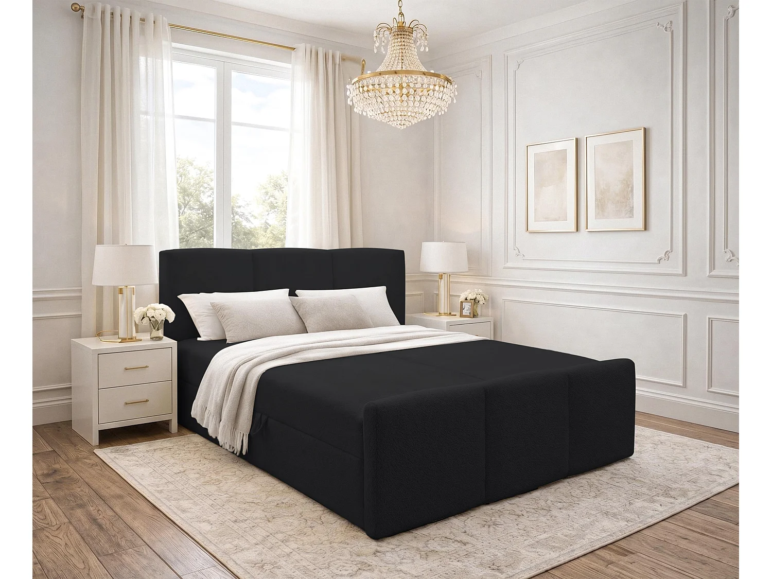 AX LIVING Boxspringbett Ankarra 140x200 cm Schwarz Bett mit Stauraum
