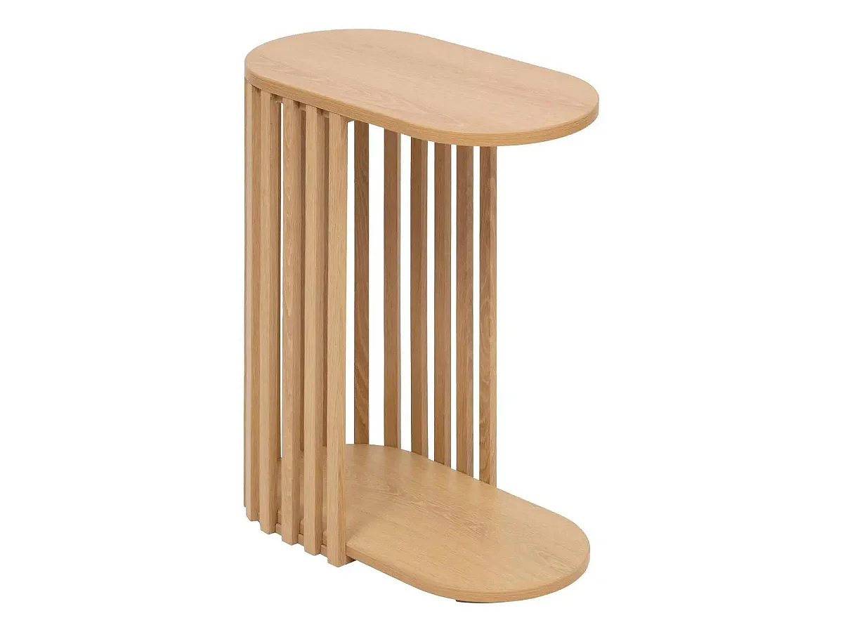Table Bout de Canapé Design "Slat" 56cm Beige