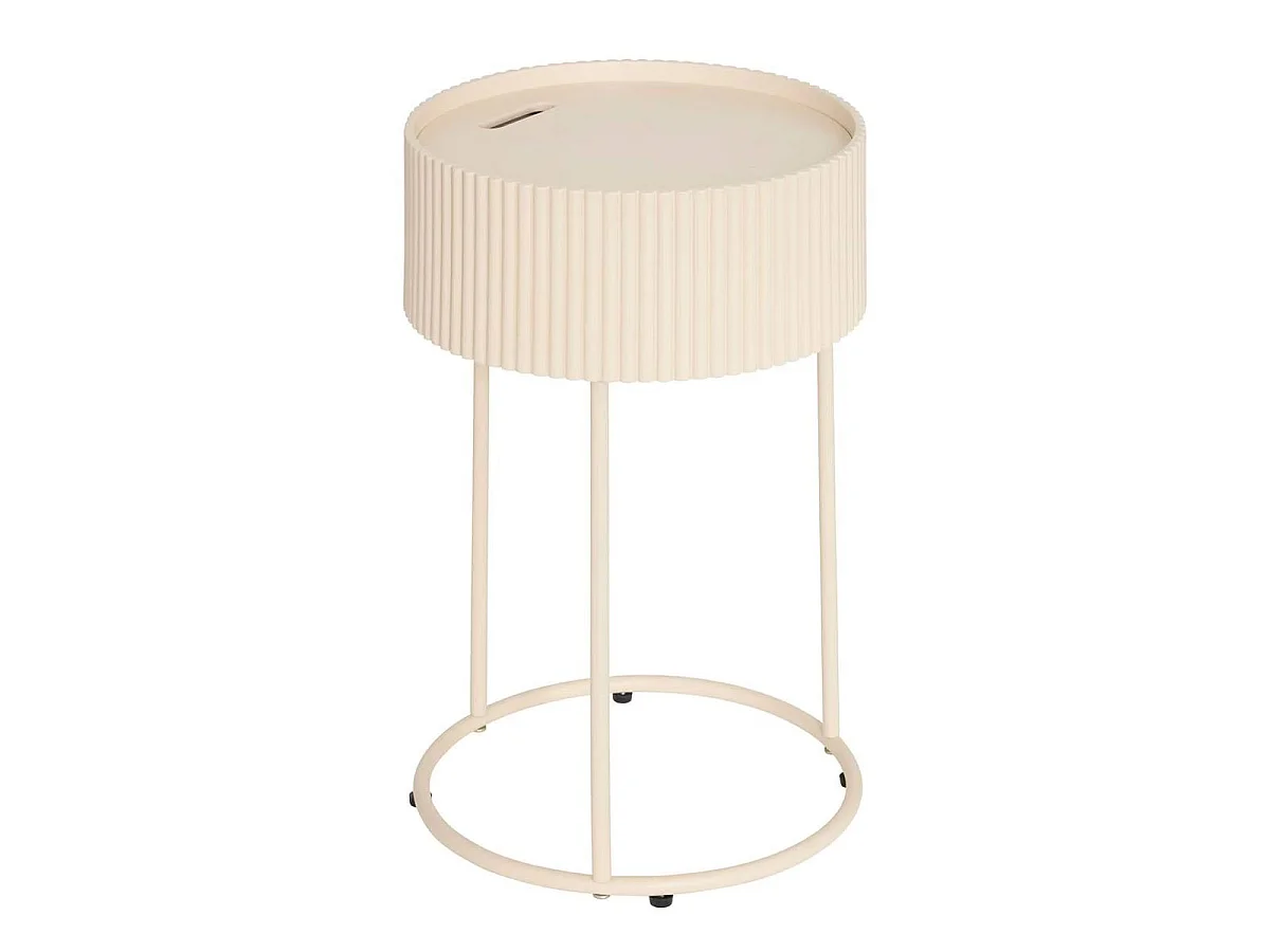 Table d'Appoint Avec Rangement "Juna" 48cm Beige