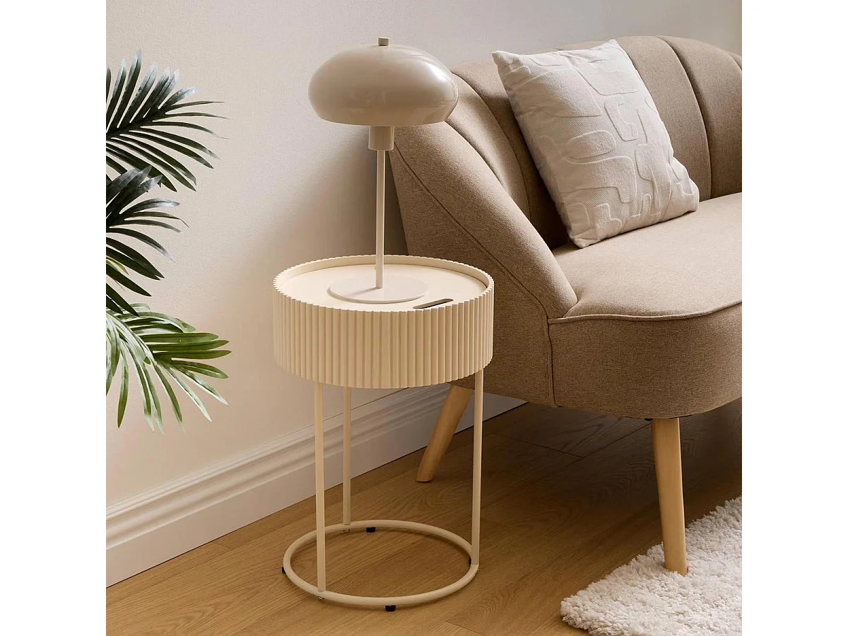 Table d'Appoint Avec Rangement "Juna" 48cm Beige