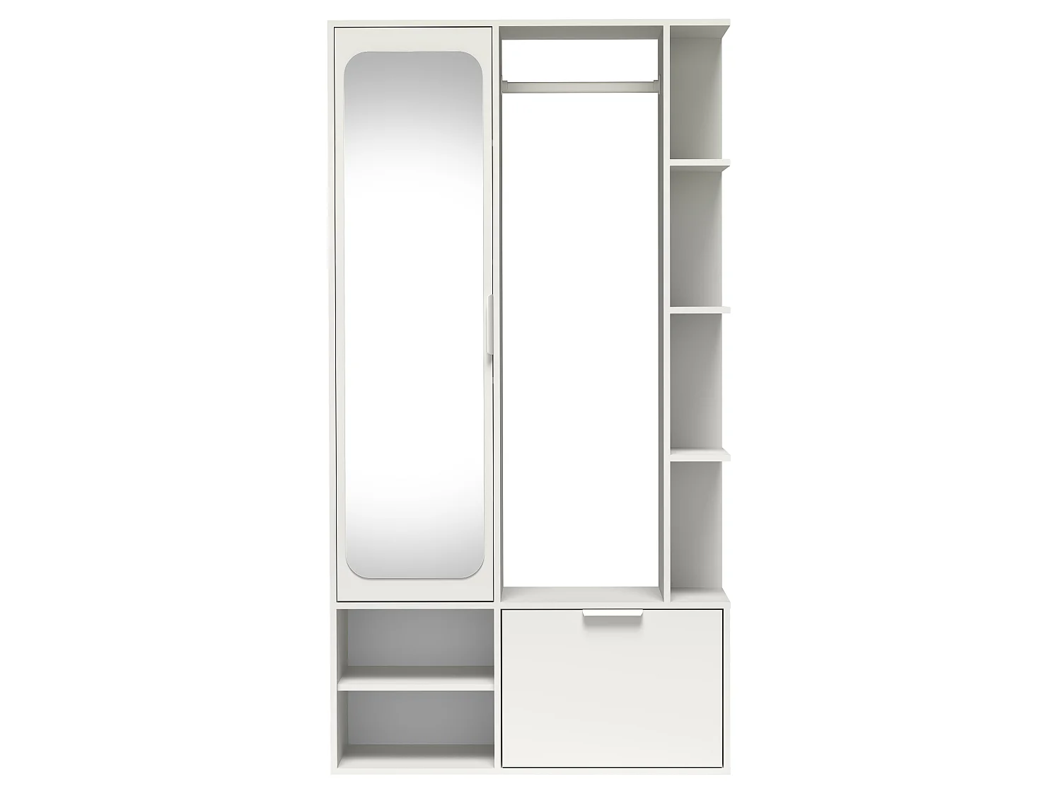 AX LIVING Garderobe Nemrut Weiß mit Spiegel – Flurmöbel mit Stauraum