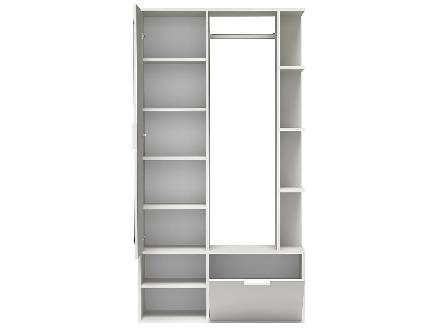 AX LIVING Garderobe Nemrut Weiß mit Spiegel – Flurmöbel mit Stauraum