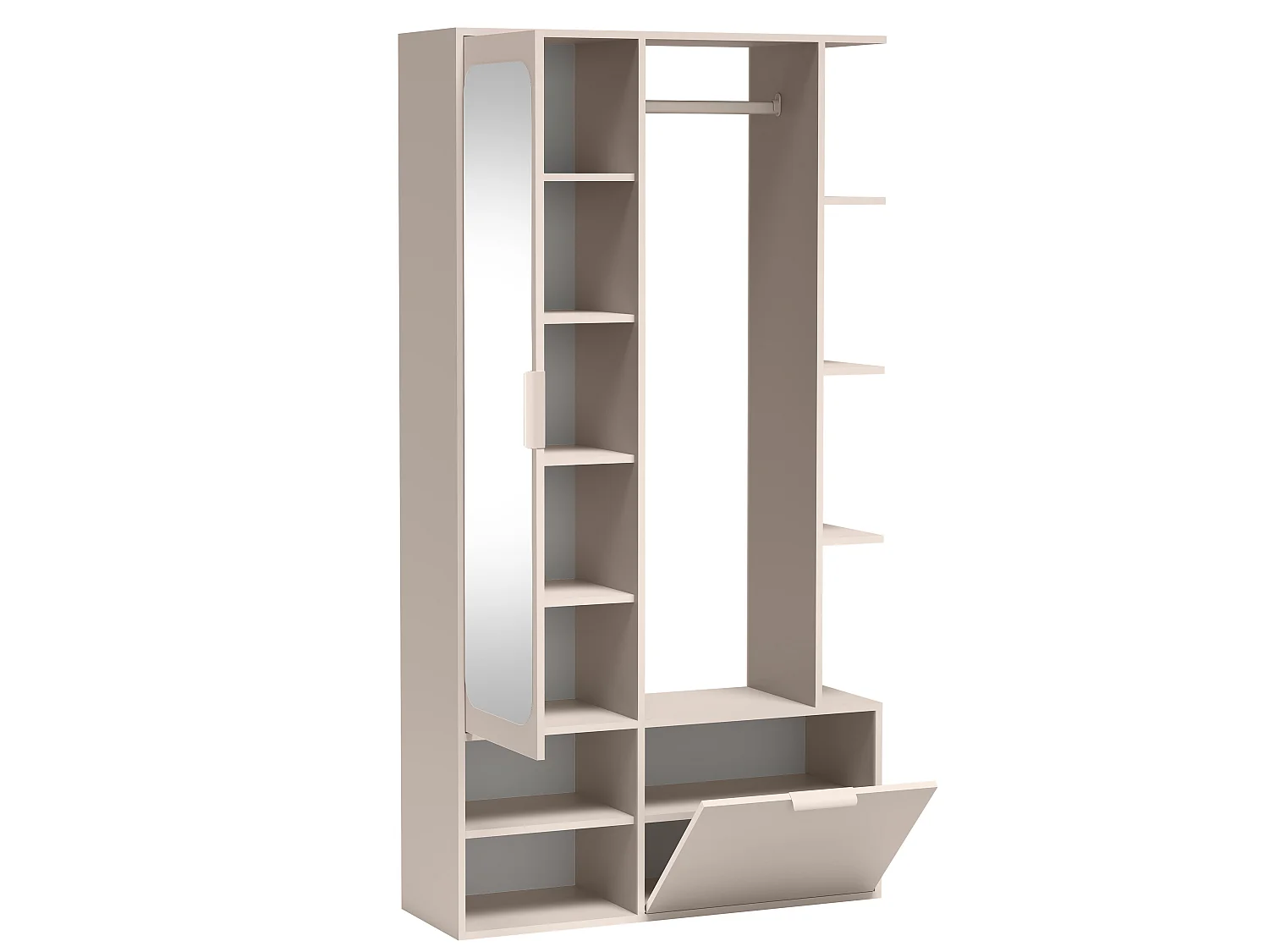 AX LIVING Garderobe Nemrut Beige mit Spiegel – Flurmöbel mit Stauraum