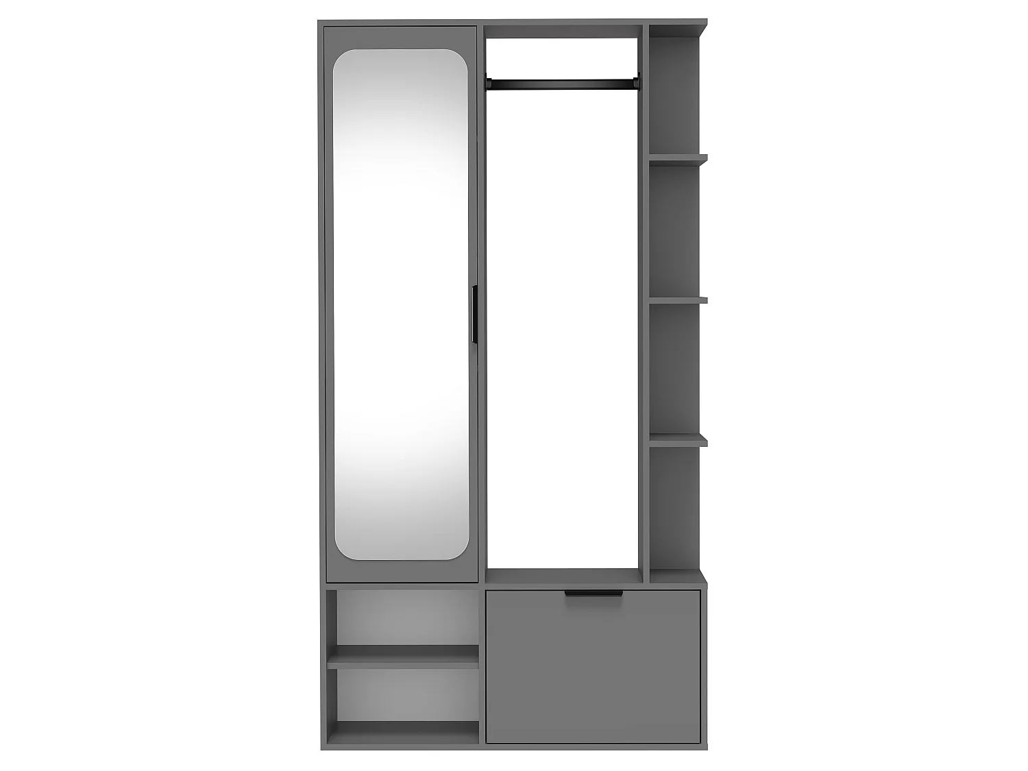 AX LIVING Garderobe Nemrut Grau mit Spiegel – Flurmöbel mit Stauraum