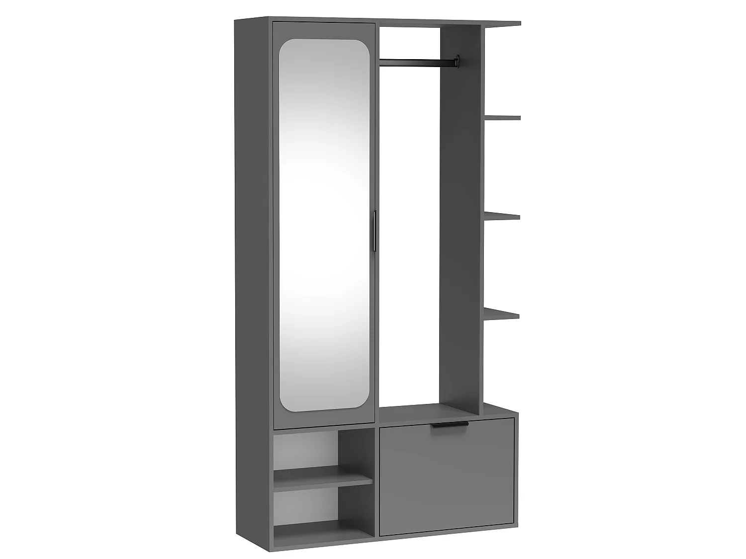 AX LIVING Garderobe Nemrut Grau mit Spiegel – Flurmöbel mit Stauraum