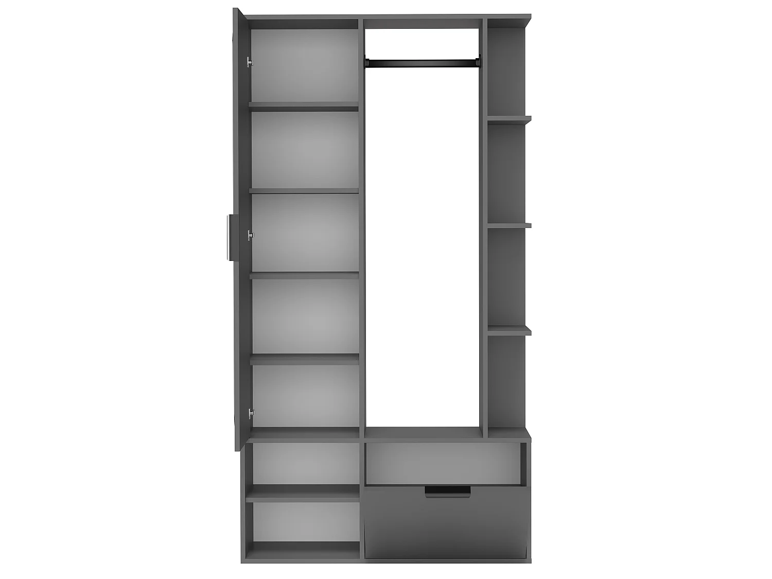 AX LIVING Garderobe Nemrut Grau mit Spiegel – Flurmöbel mit Stauraum