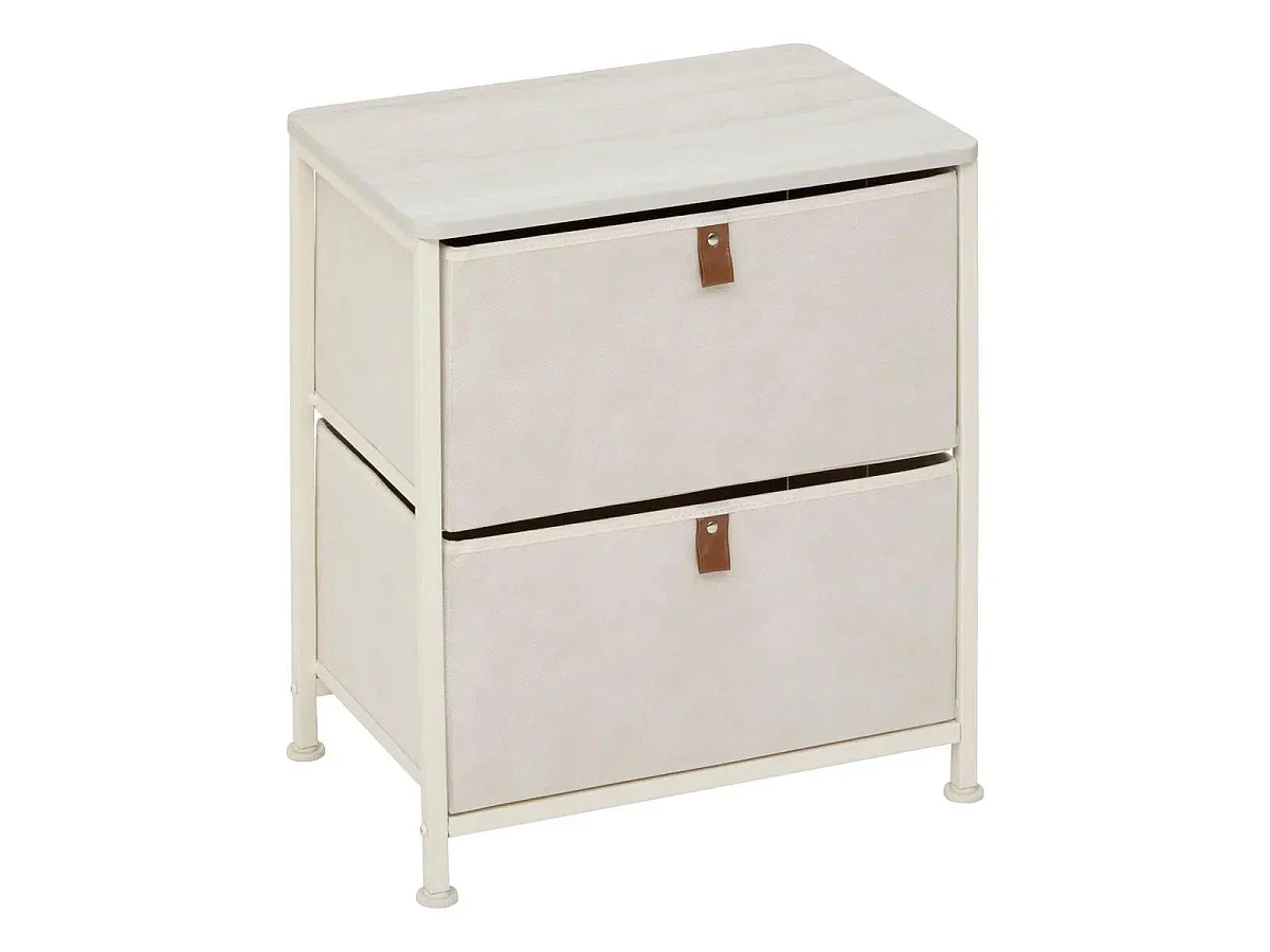 Table de Chevet 2 Tiroirs "Tissa" 51cm Beige
