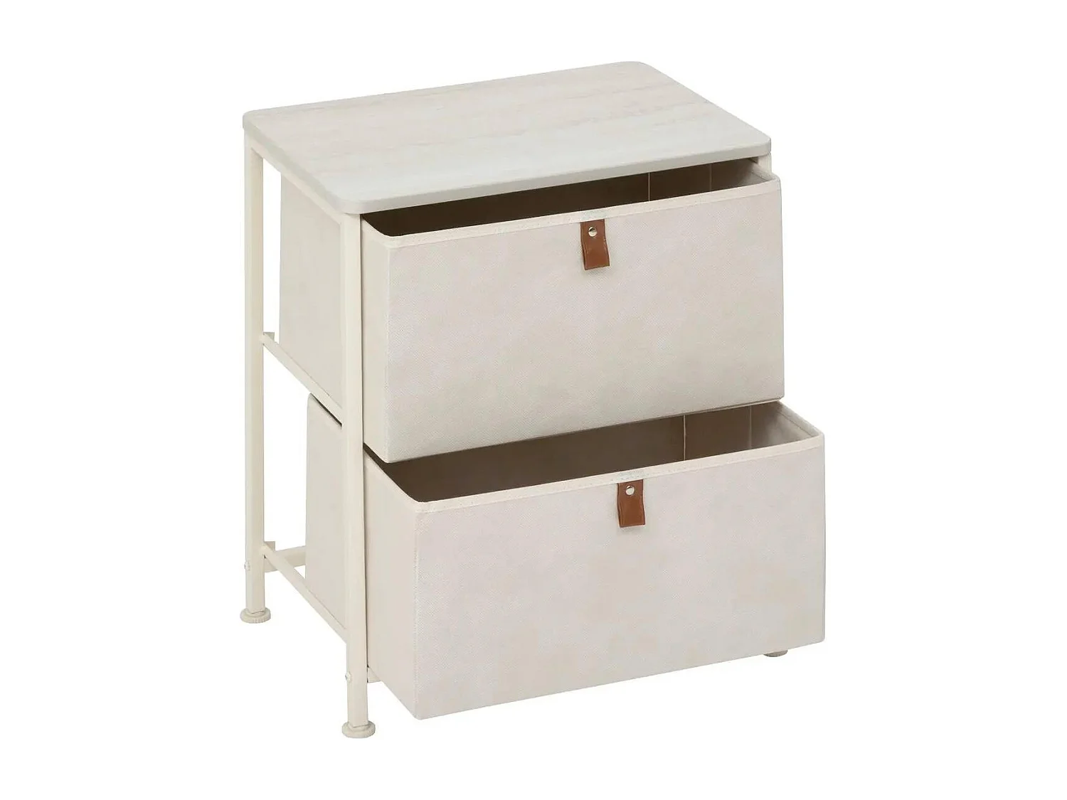 Table de Chevet 2 Tiroirs "Tissa" 51cm Beige