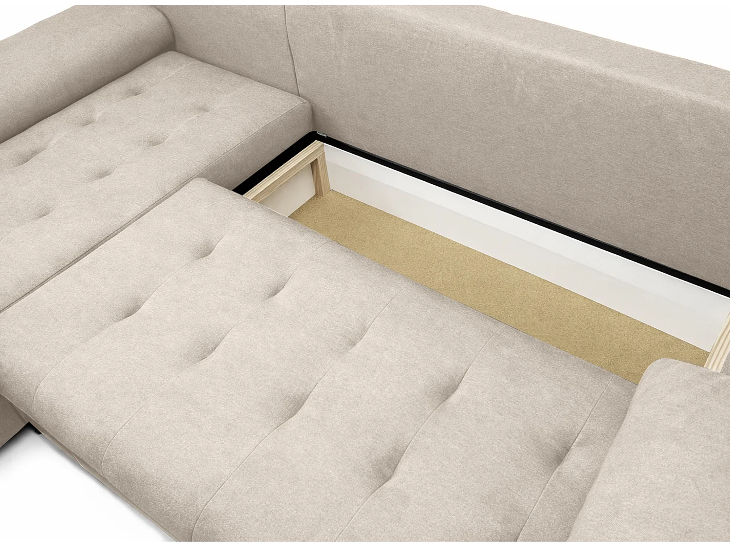 AX LIVING Manisa Wohnzimmer Couch L Form Beige mit Schlaffunktion L