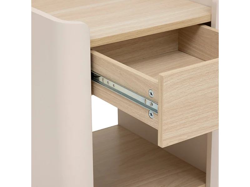 Table de Chevet 1 Tiroir "Roundy" 50cm Beige