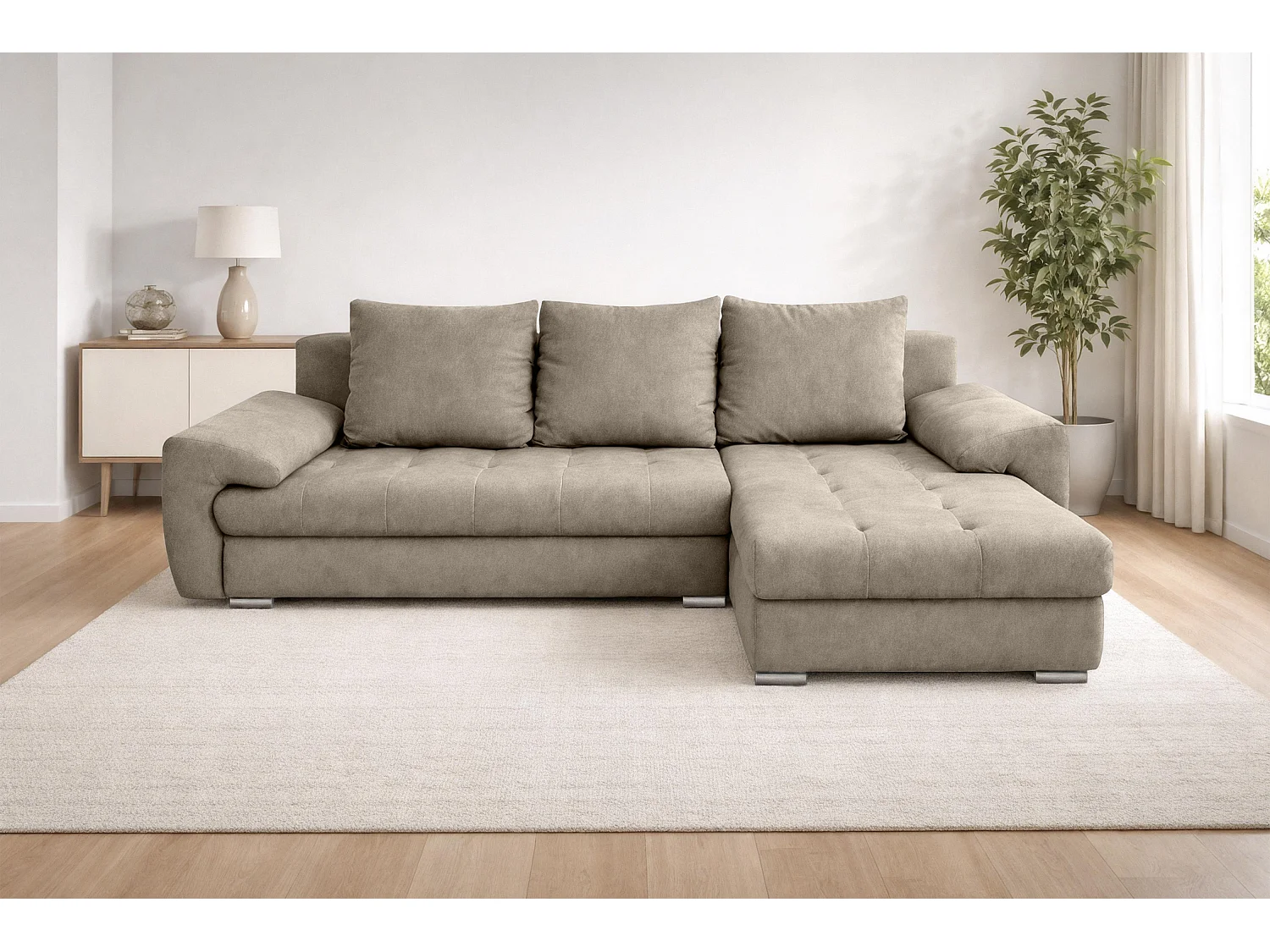 AX LIVING Manisa Wohnzimmer Couch L Form Hellbraune Sofa R