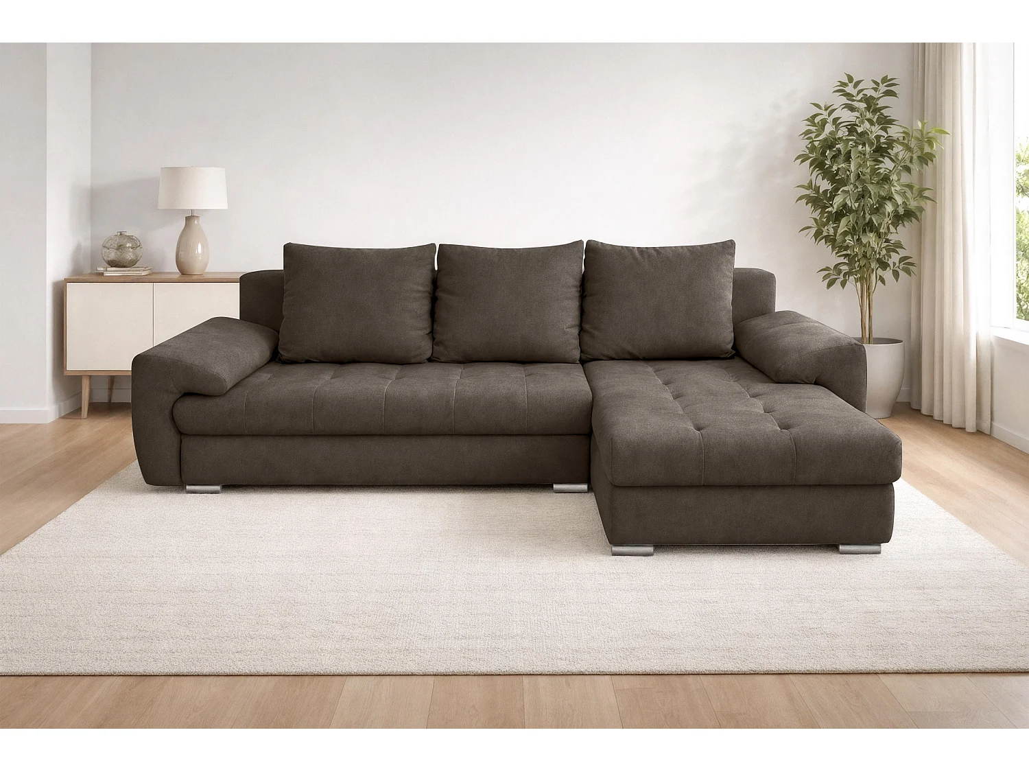 AX LIVING Manisa Wohnzimmer Couch L Form Couch Braun R