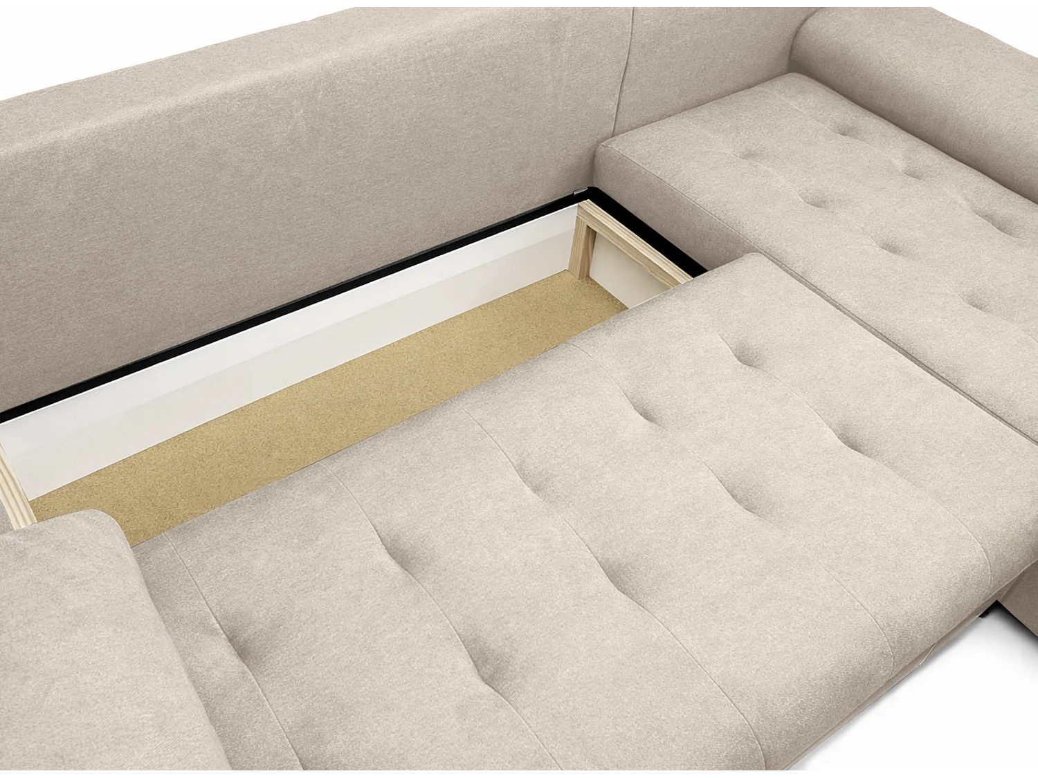 AX LIVING Manisa Wohnzimmer Couch L Form Beige mit Schlaffunktion R