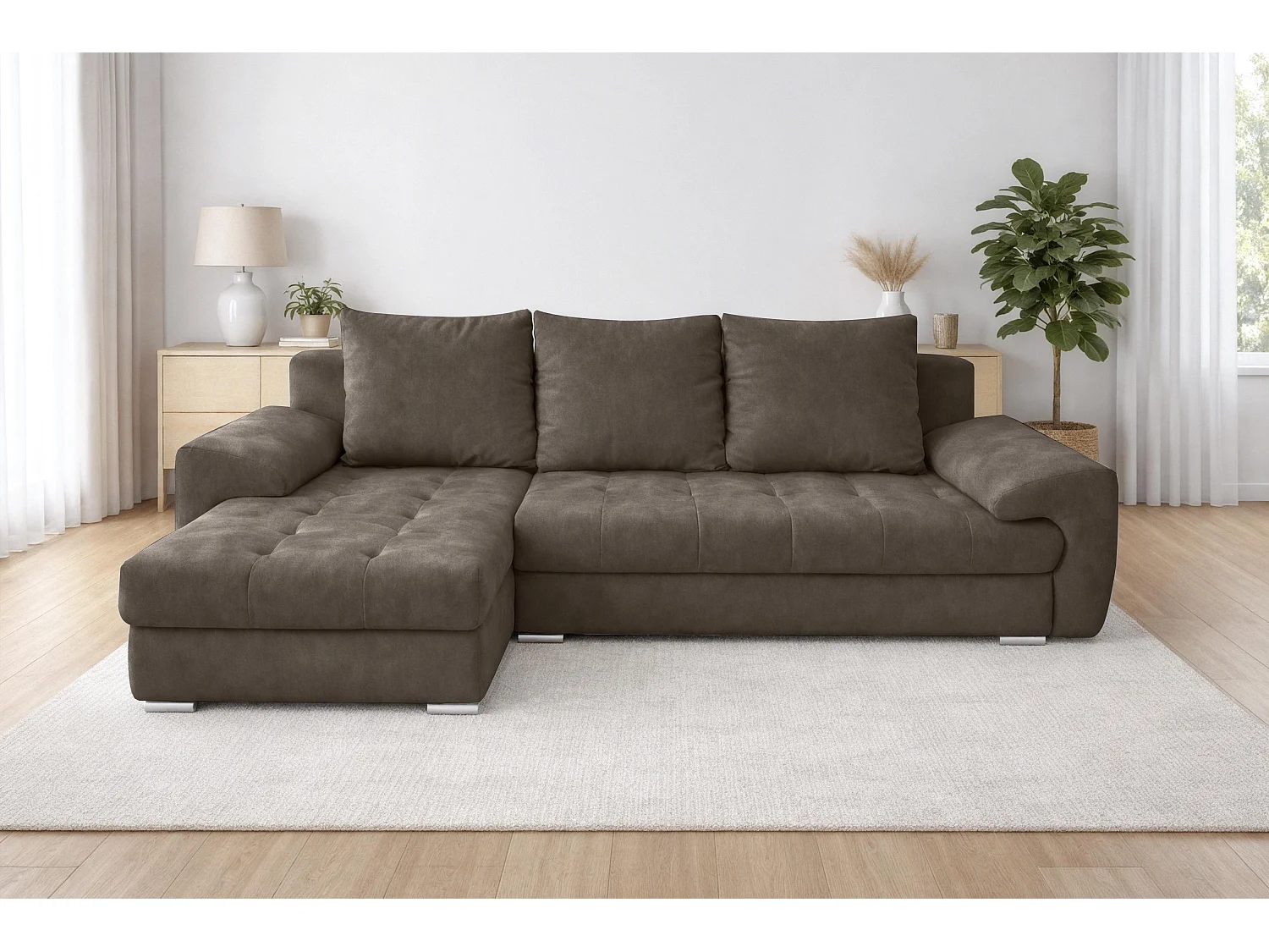 AX LIVING Manisa Wohnzimmer Couch L Form Couch Braun L