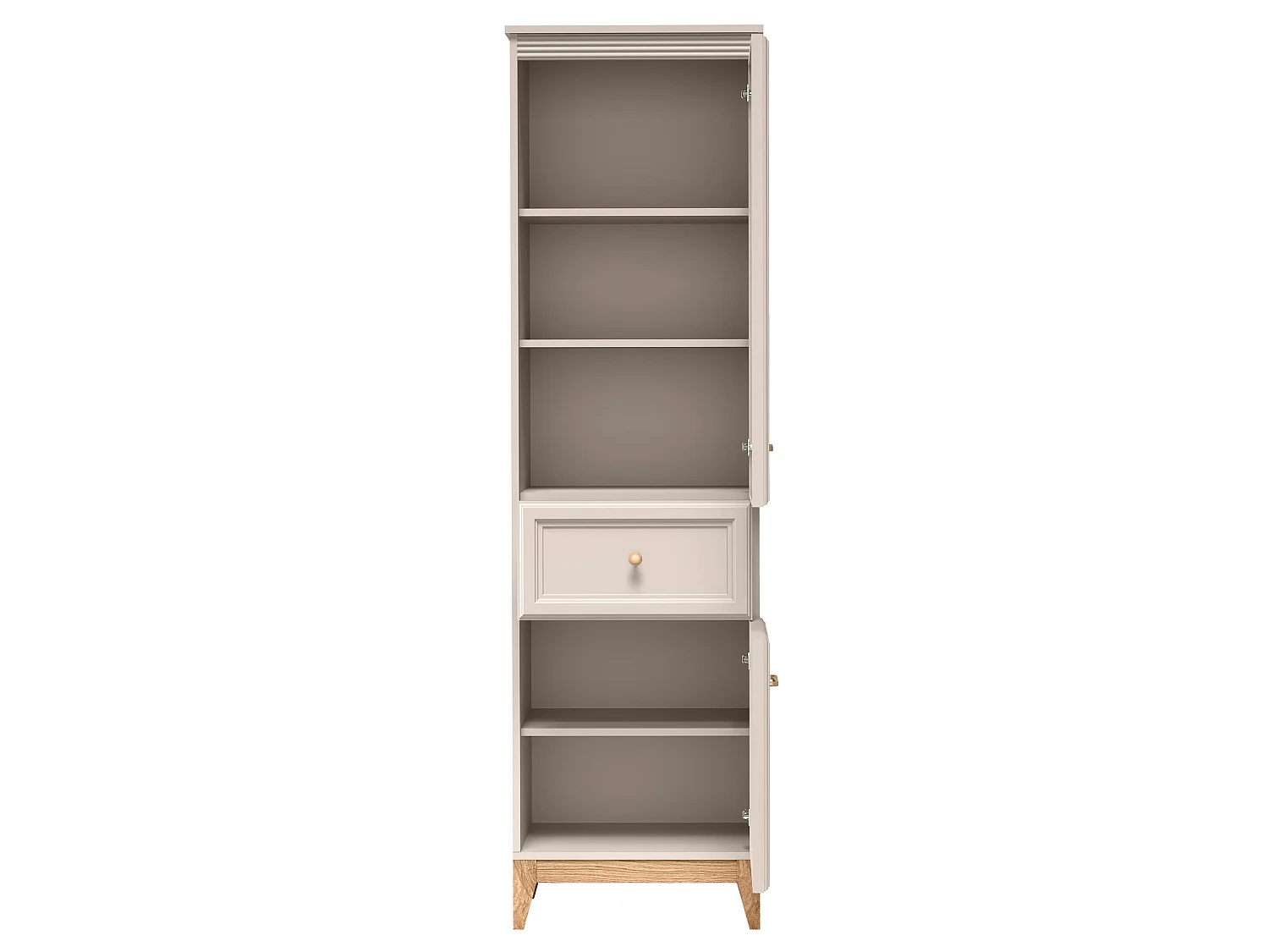 AX LIVING Vitrine Nymphen Cashmere schmal Glas 2 Türen 1 Schublade MDF Eiche Beine