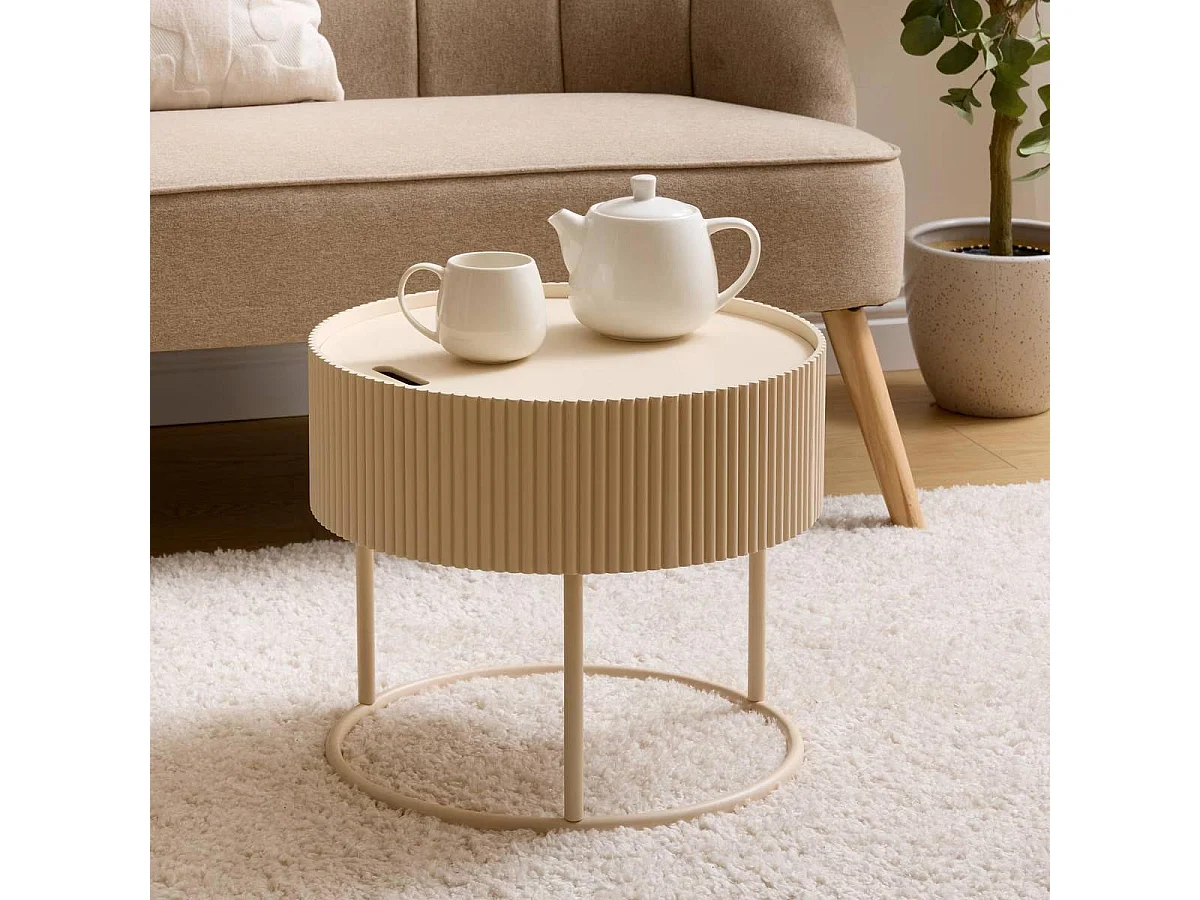 Table Basse Avec Rangement "Juna" 45cm Beige