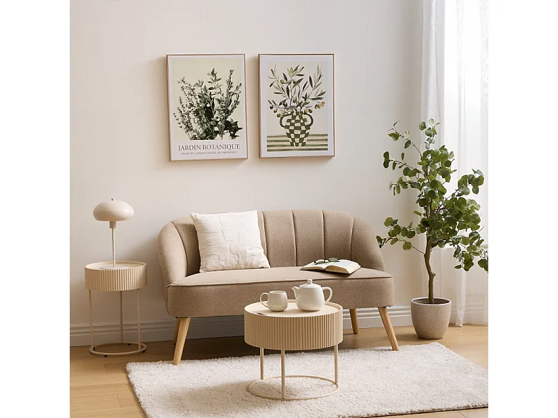 Table Basse Avec Rangement "Juna" 45cm Beige