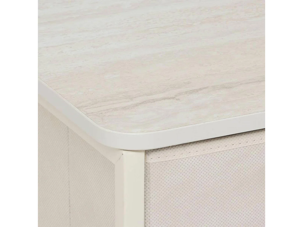 Commode Basse 5 Tiroirs "Tissa" 100cm Beige