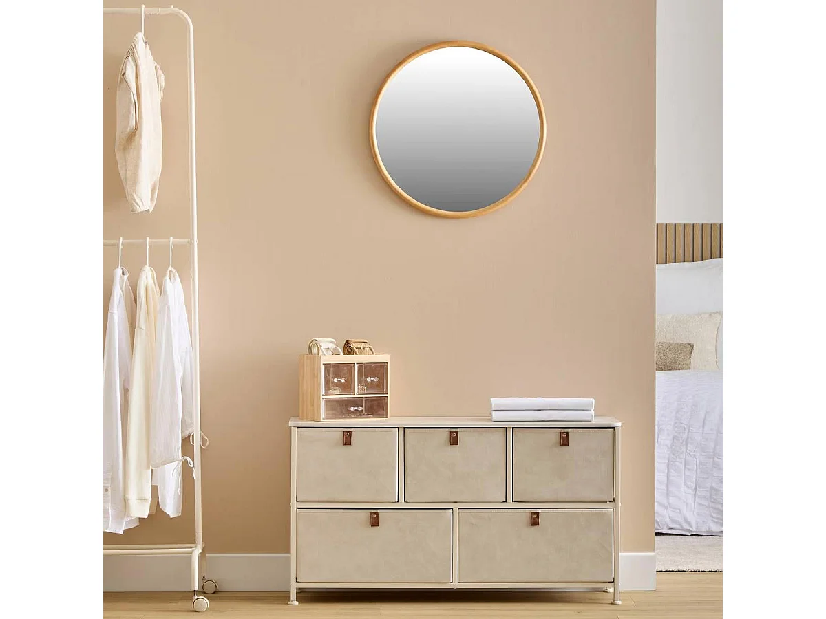 Commode Basse 5 Tiroirs "Tissa" 100cm Beige