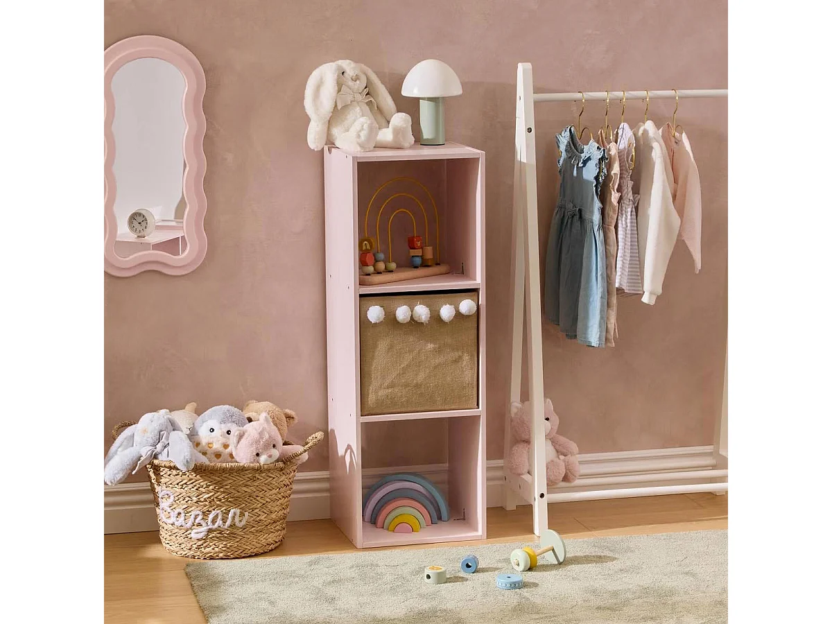 Étagère Enfant 3 Cases "Mix n'Modul" 94cm Rose