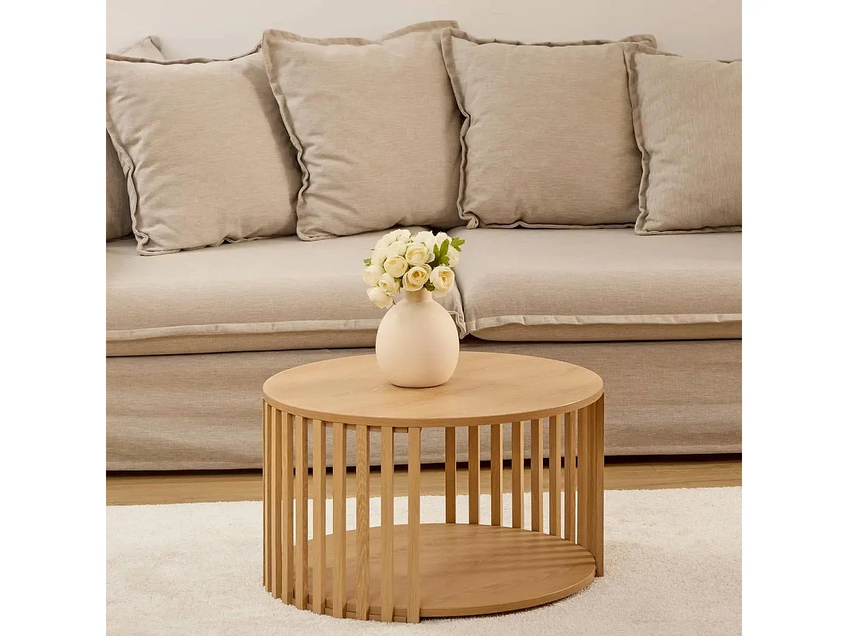 Table Basse Design "Slat" 60cm Beige