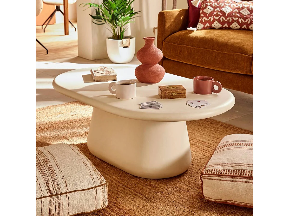 Table Basse Ovale "Dumka" 110cm Ivoire