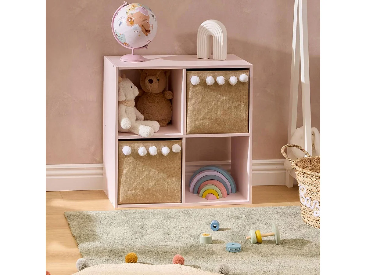 Étagère Enfant 4 Cases "Mix n'Modul" 63cm Rose