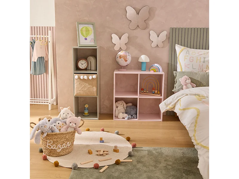 Étagère Enfant 4 Cases "Mix n'Modul" 63cm Rose