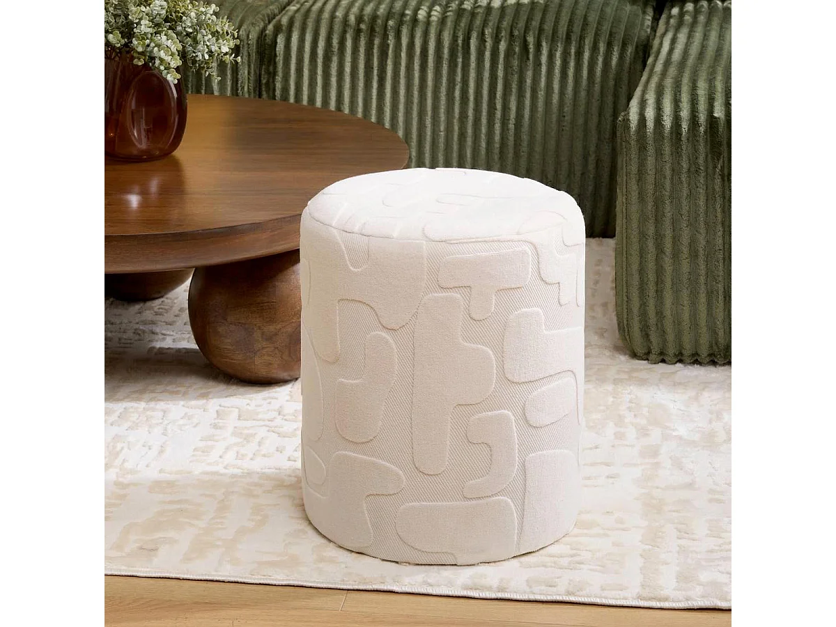 Pouf Rond Décorateur "Delor" 40cm Blanc