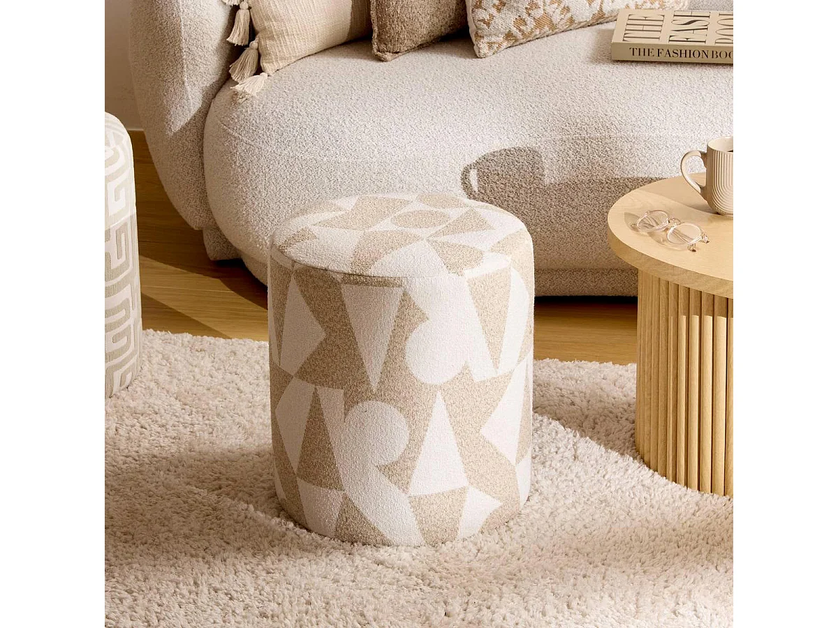 Pouf Rond Arty "Delor" 40cm Beige