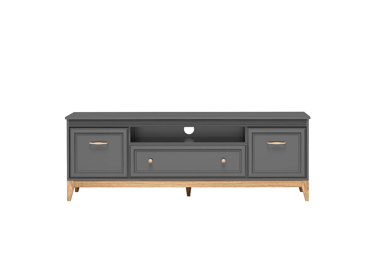 AX LIVING TV Lowboard Nymphen Dunkelgrau 179 cm 1 Schublade 2 Türen MDF Eiche