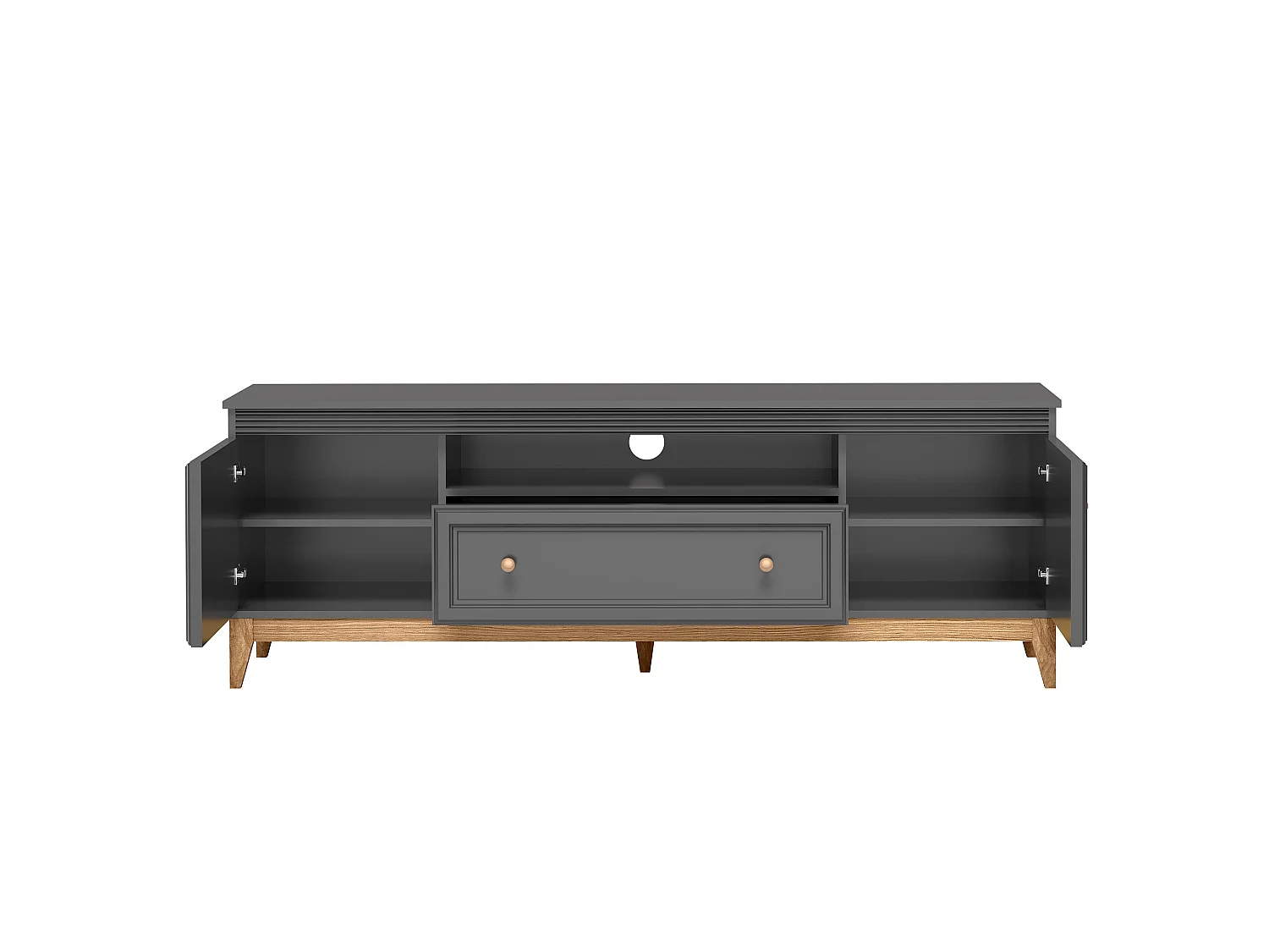 AX LIVING TV Lowboard Nymphen Dunkelgrau 179 cm 1 Schublade 2 Türen MDF Eiche