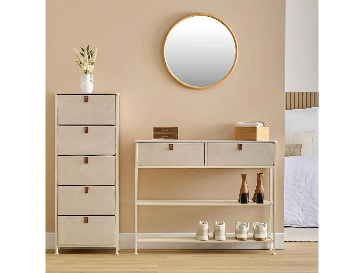 Console 2 Tiroirs "Tissa" 100cm Beige