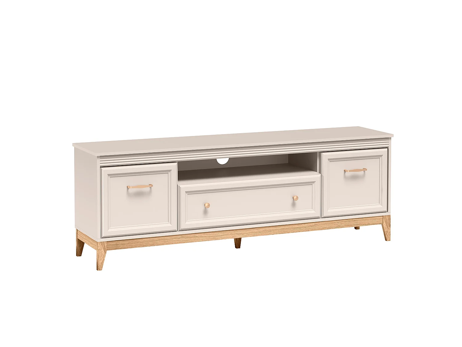 AX LIVING TV Lowboard Nymphen Cashmere 75 Zoll 1 Schublade 2 Türen MDF Eiche