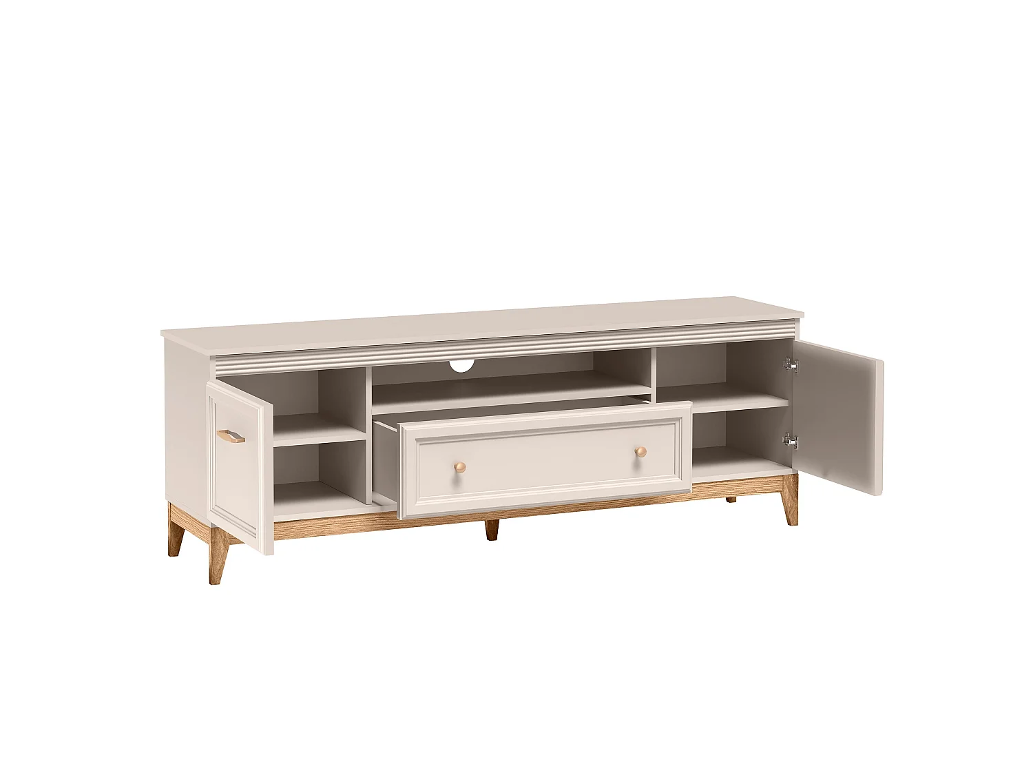 AX LIVING TV Lowboard Nymphen Cashmere 75 Zoll 1 Schublade 2 Türen MDF Eiche