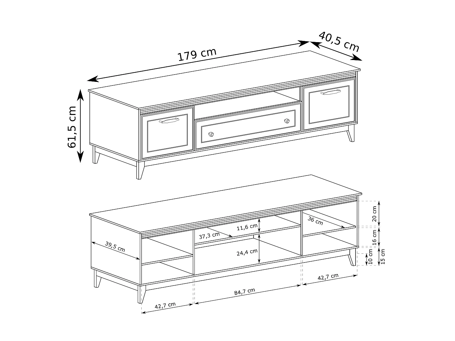 AX LIVING TV Lowboard Nymphen Cashmere 75 Zoll 1 Schublade 2 Türen MDF Eiche