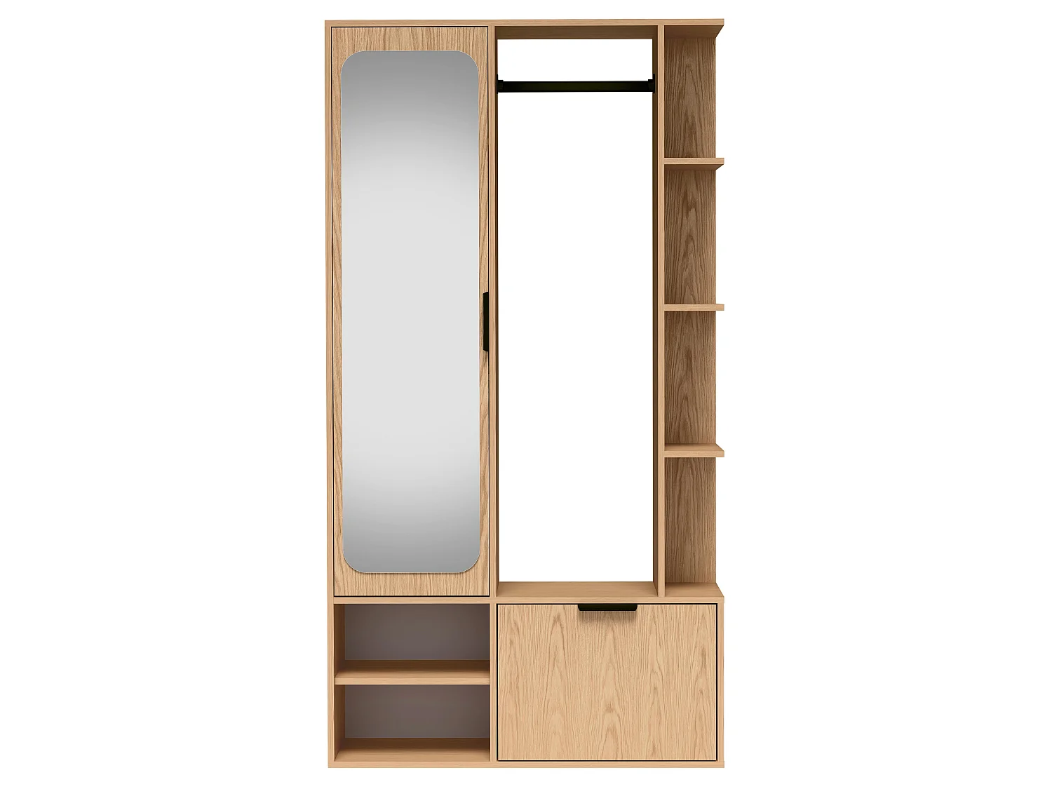 AX LIVING Garderobe Nemrut Holzoptik mit Spiegel – Flurmöbel mit Stauraum