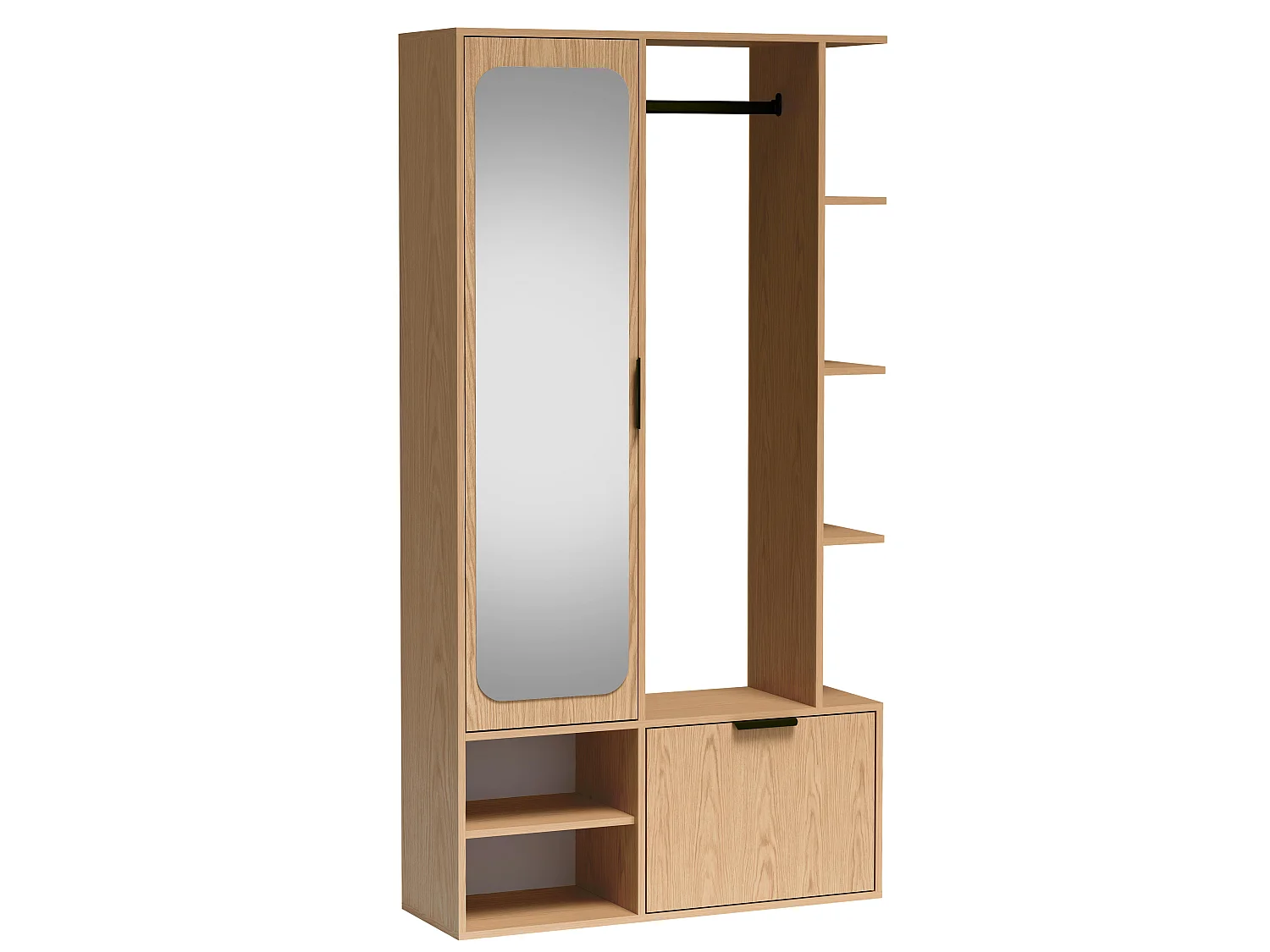 AX LIVING Garderobe Nemrut Holzoptik mit Spiegel – Flurmöbel mit Stauraum