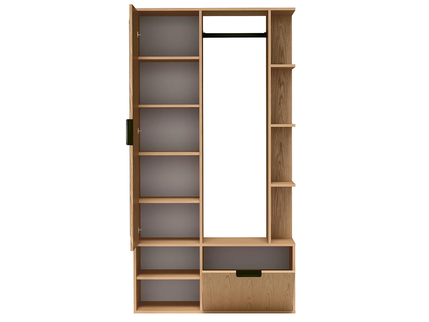 AX LIVING Garderobe Nemrut Holzoptik mit Spiegel – Flurmöbel mit Stauraum