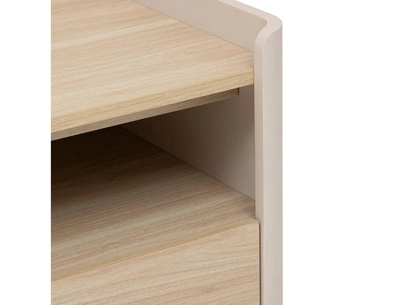 Meuble TV 2 Tiroirs "Roundy" 120cm Beige