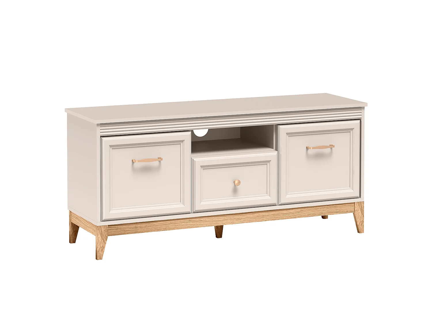 AX LIVING TV Lowboard Nymphen Cashmere 1 Schublade 2 Türen MDF Eiche Beine